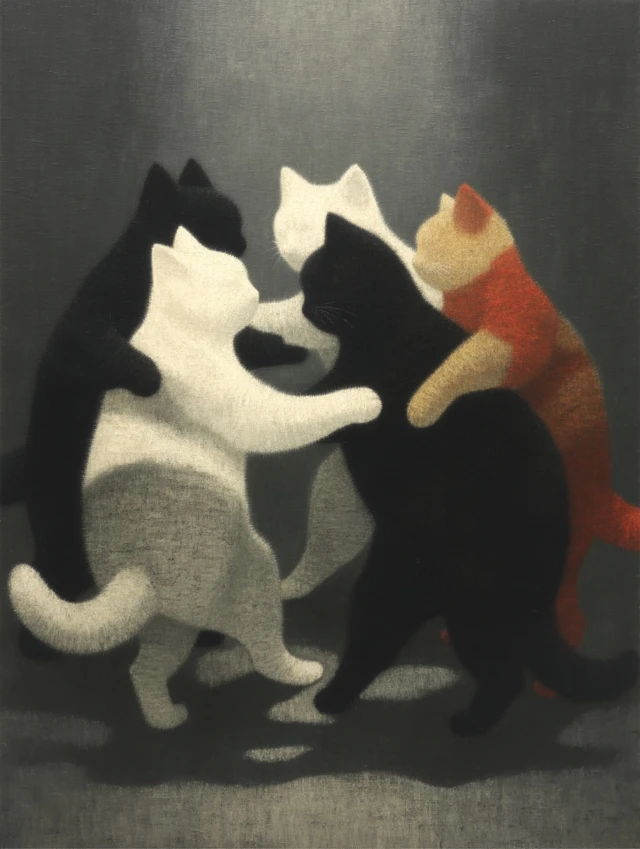 Dancing Cats in a Circle Dream Core Matisse Art