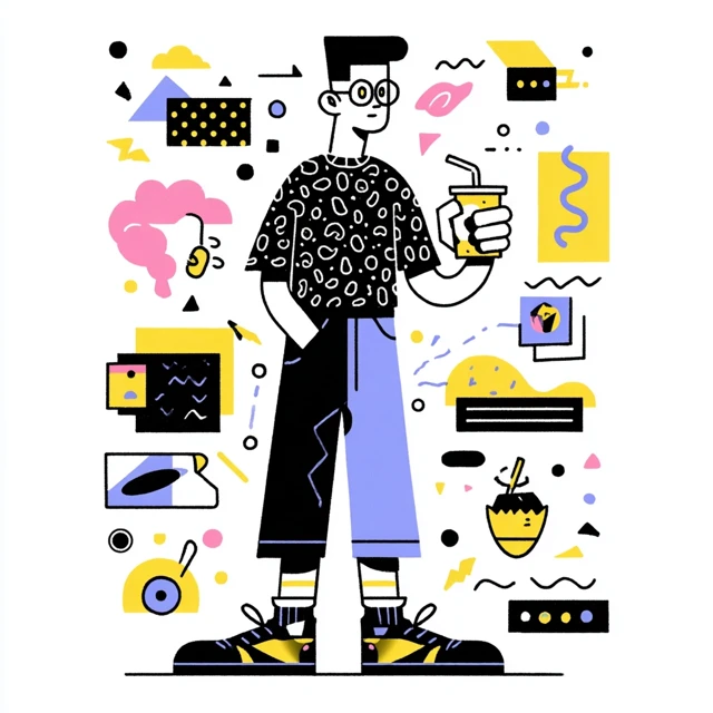 90s Street Art Illustration Funny Colorful Minimalist