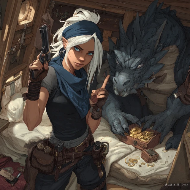 D D Fighter and Dragon Rogue Treasure Heist