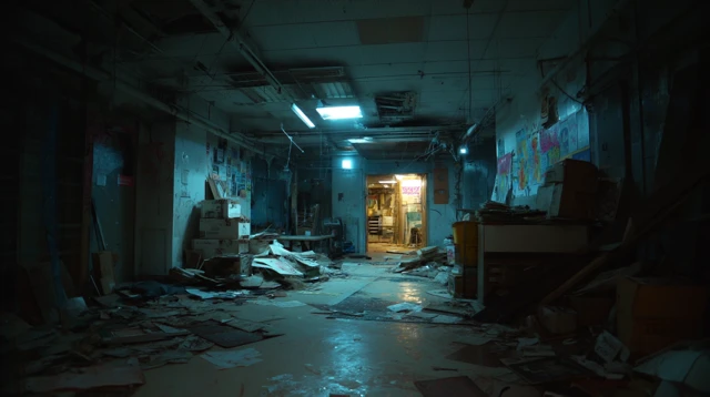 Cyberpunk Abandoned Mental Institution Interior