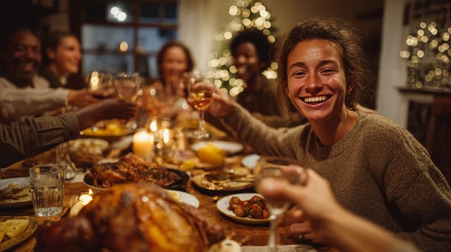 Christmas Dinner Scene Family and Friends Festive Gathering
