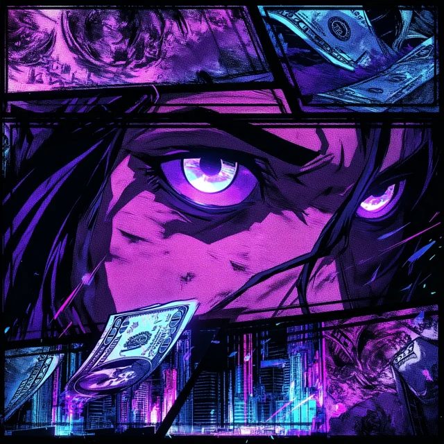 Anime Dollar Bill Cyberpunk Art