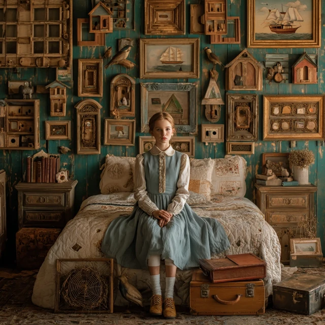 Girl in Quirky Fashion Bedroom Photography