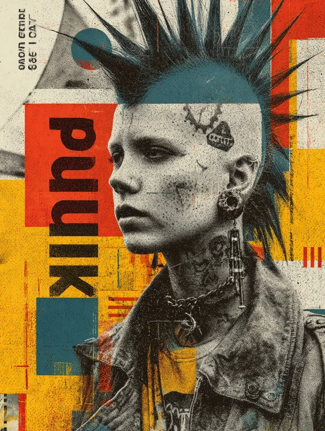 Punk Girl with Mohawk and Skull Tattoo Art