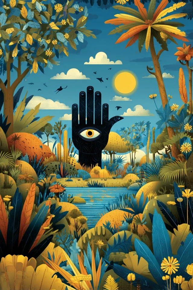 Flat Design Illustration Mediterranean Nature Fatma Hand
