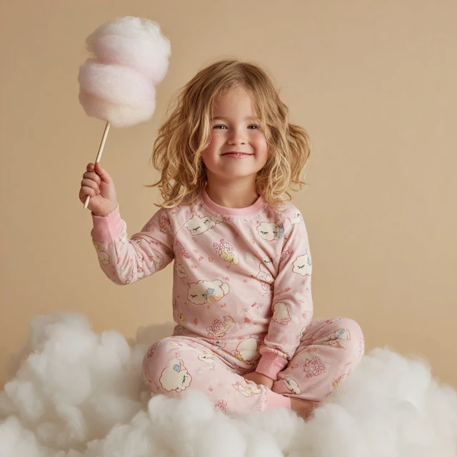 Cute Girl with Cotton Candy on Cloud Photography