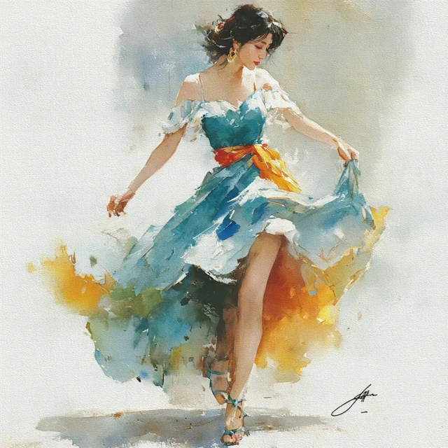 Watercolor Painting of a Woman Portrait