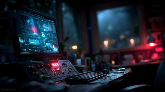 Cyberpunk Control Room - IoT Devices and Surveillance