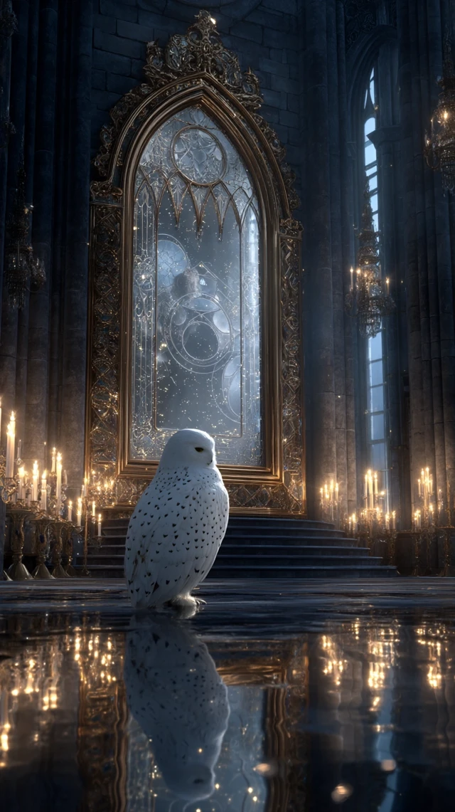 Majestic Owl and Enchanted Mirror Fantasy Art