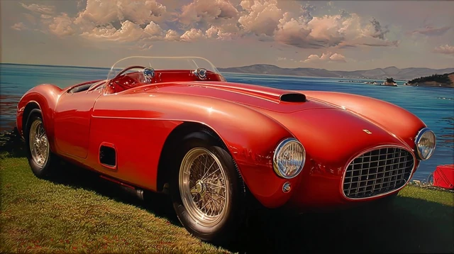 Ferrari Barchetta Oil Painting Pacific Coast Highway