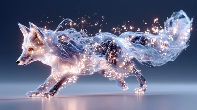 Glowing Fox of Light Particles - Digital Art