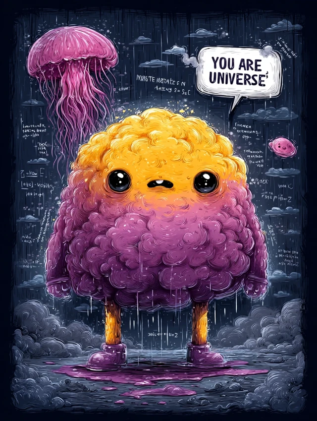 Cartoon Brain Solving Equations Cosmic Humor