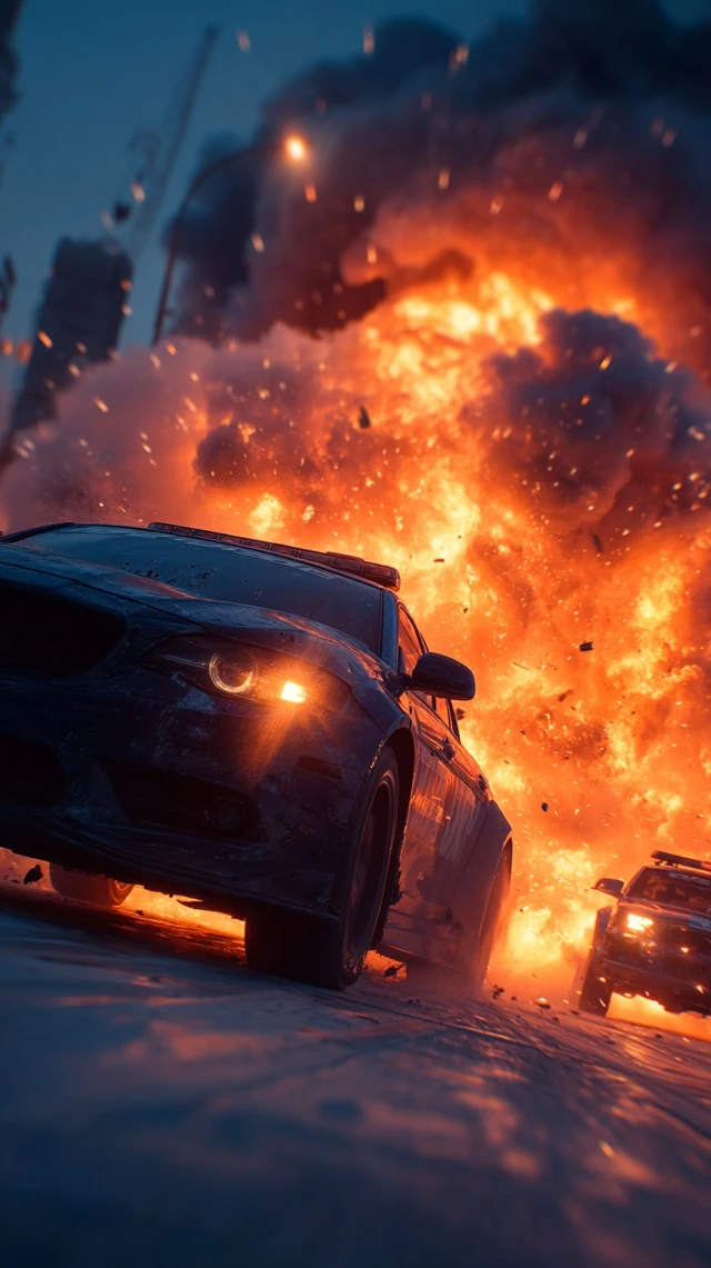 Cars Collide Cinematic Explosion