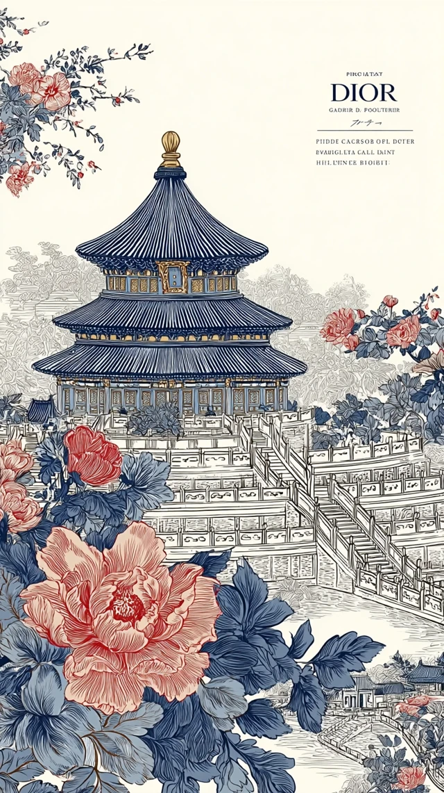 Temple of Heaven Illustration: Dior Floral Inspired