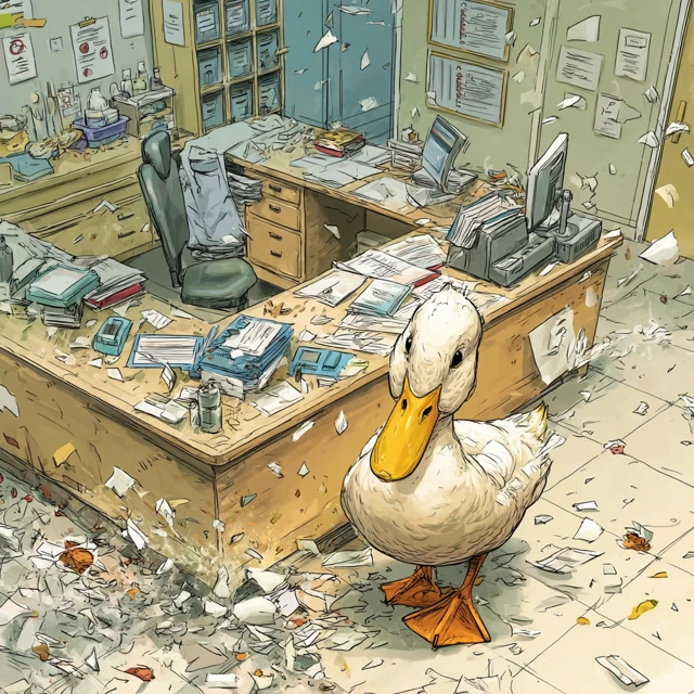 Duck Destroys Medical Office Funny 3D Art
