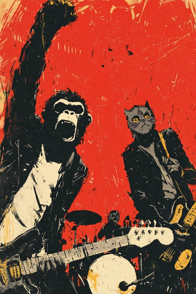 Retro Punk Rock Band Concert Illustration