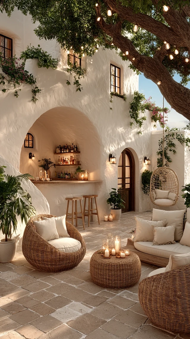 Mediterranean Outdoor Living Cozy White Space
