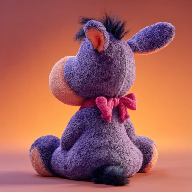3D Eeyore Plush Toy with Orange Sunset Light