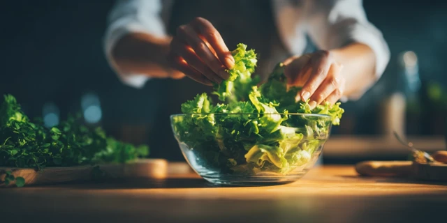 Fresh Green Salad Preparation Healthy Food Photo