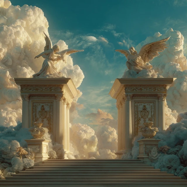 Heavenly Gate Angels Sky Realistic Art