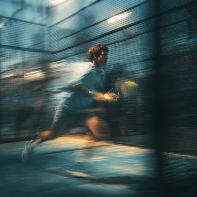 Padel Player in Motion Blur Cinematic Closeup