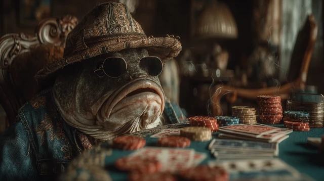 Fish Detective Playing Poker in a Las Vegas Casino