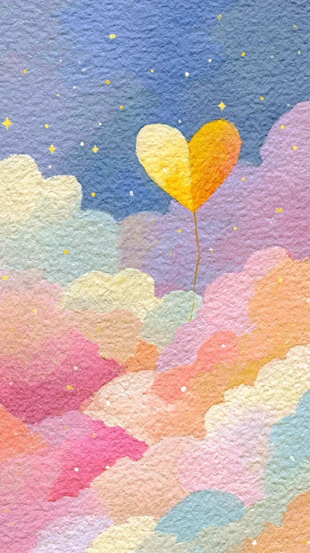 Watercolor Heart in Pastel Clouds Album Art