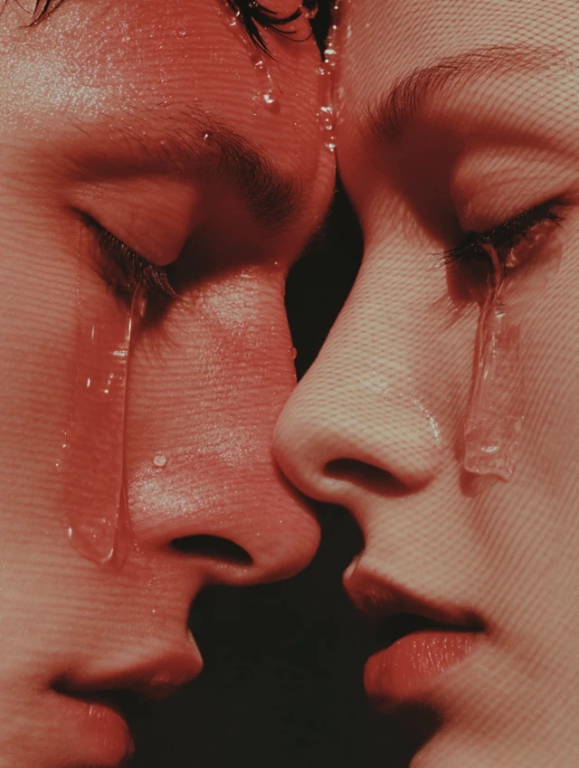Crying Kiss Crimson: Poetic Sadness in Red Light