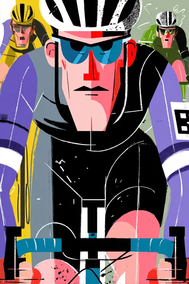 Abstract Cycling Art Cyclist in Lead Peloton Poster