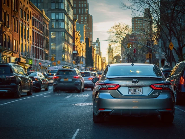New York City Traffic Jam Daytime Street View