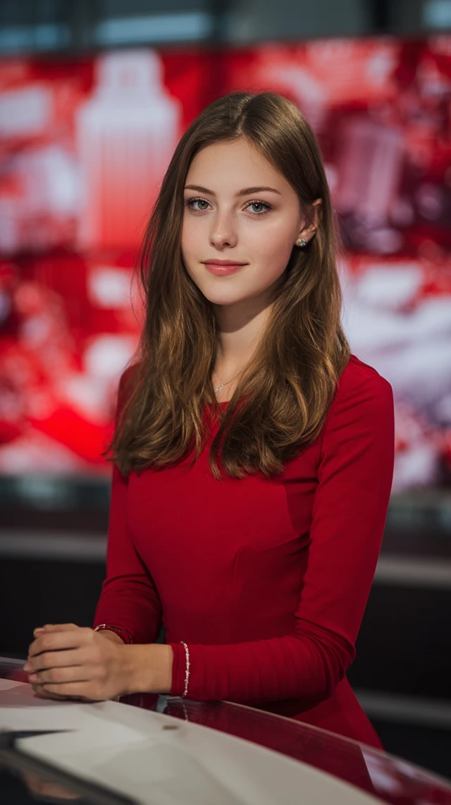 Polish News Anchor in TVP Studio