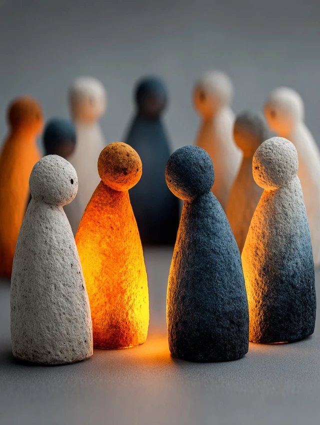 Ceramic Figures Glowing Circle Concept Art