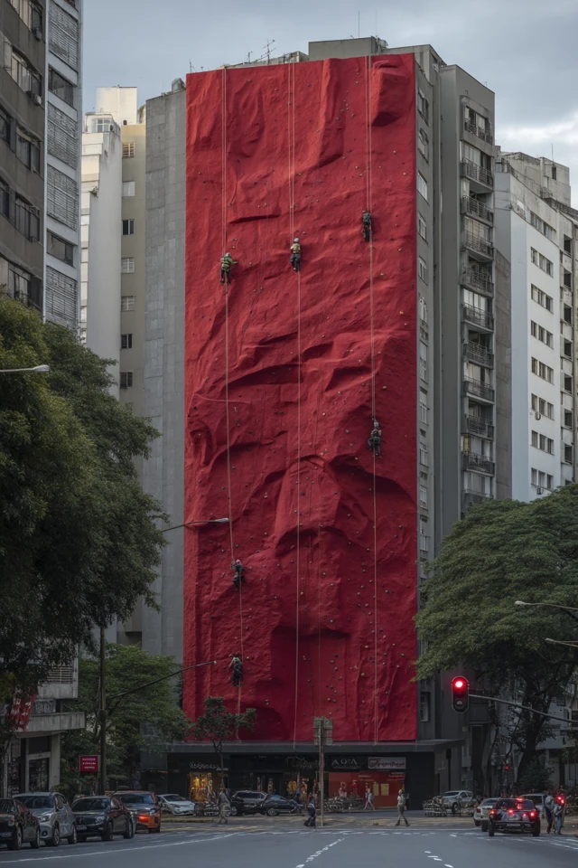Urban Climbing Wall Rio de Janeiro Street Scene