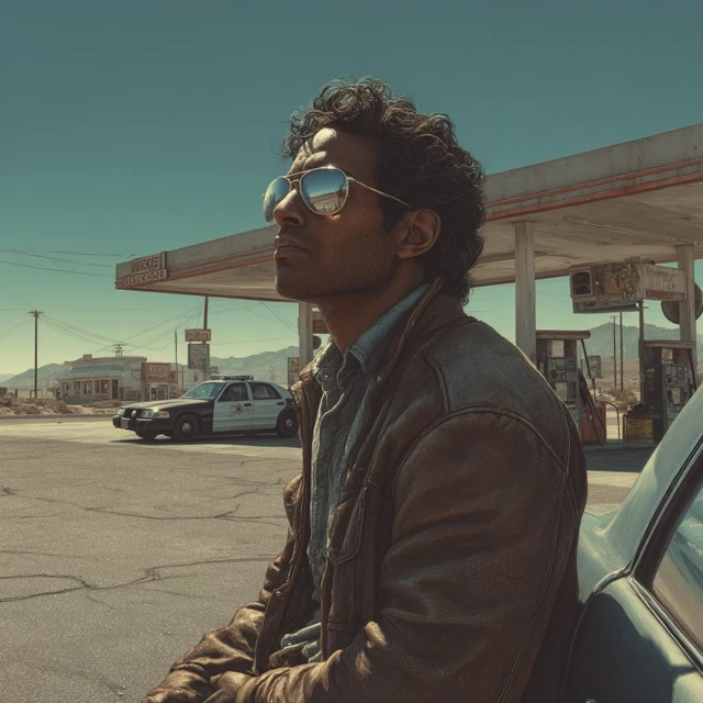 Detective at Gas Station Nevada Neo Western Thriller