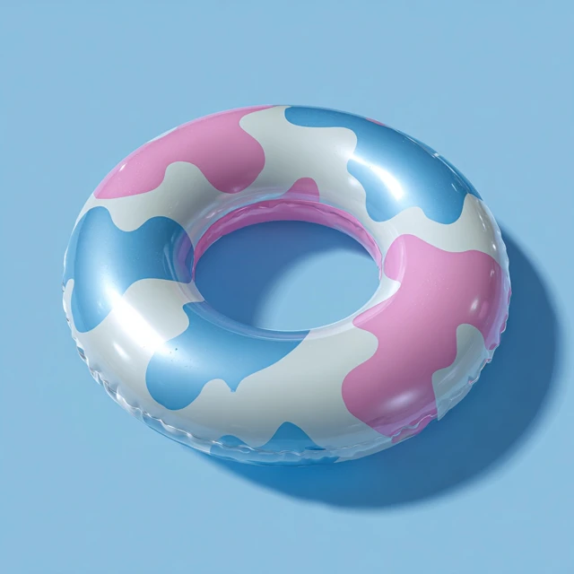 Cute Cow Pattern Swim Ring Pink and Blue
