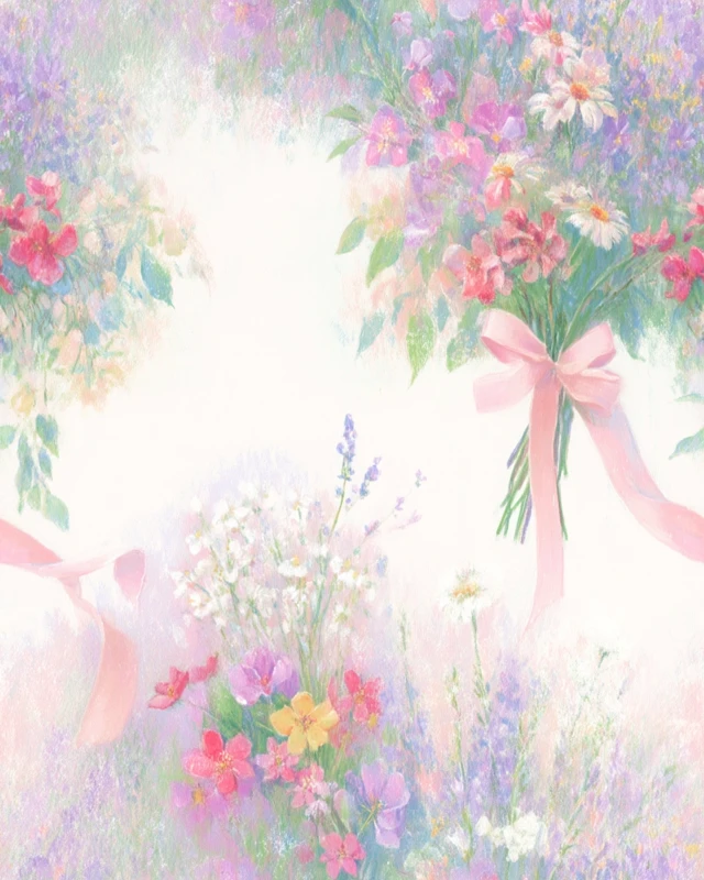 Wildflower Bouquet Watercolor Clipart Pastel Colors