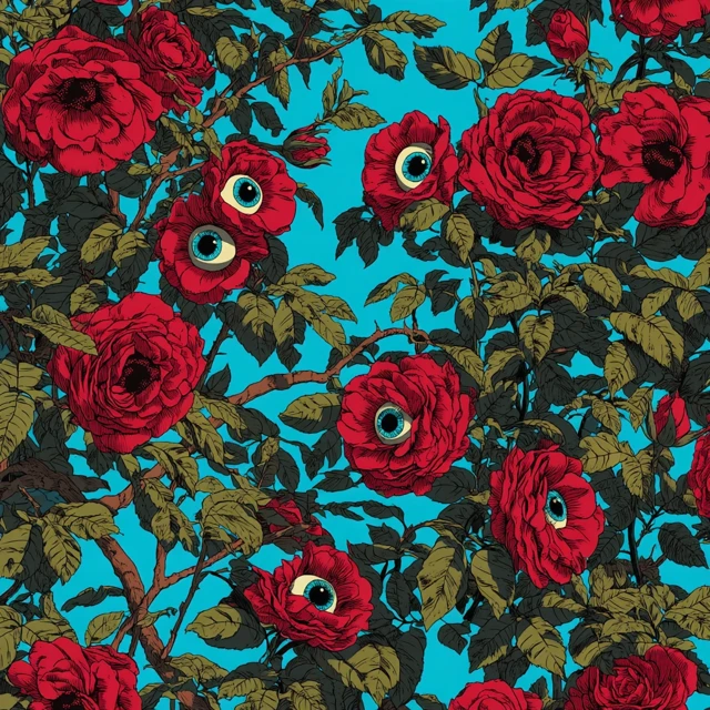 Surreal Rose Eyeball Pattern Pop Art