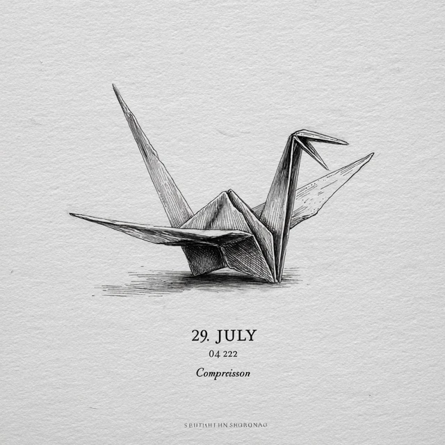 Origami Crane Ink Sketch Minimalist Art