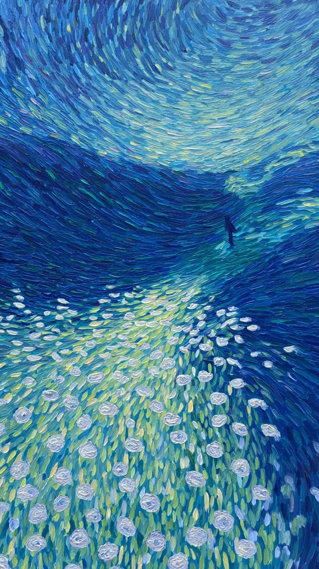 Starry Night Beach Oil Painting