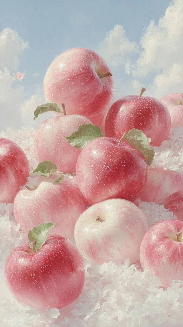 Dreamy Pink Apples Hyperrealistic Close Up