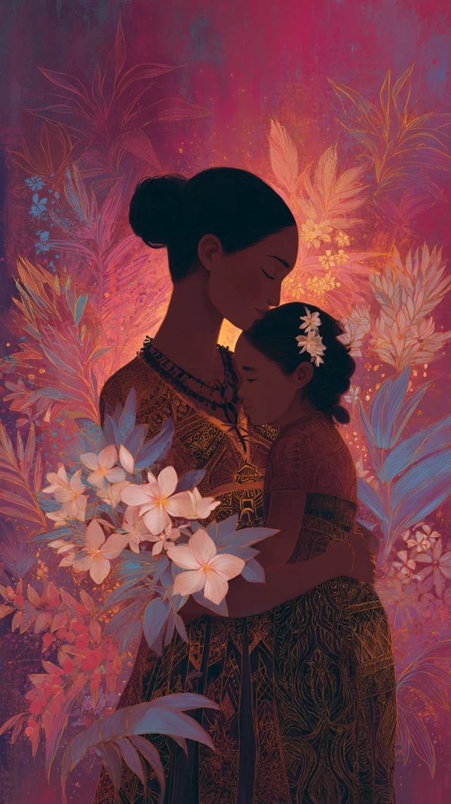 Mothers Day Polynesian Art Illustration