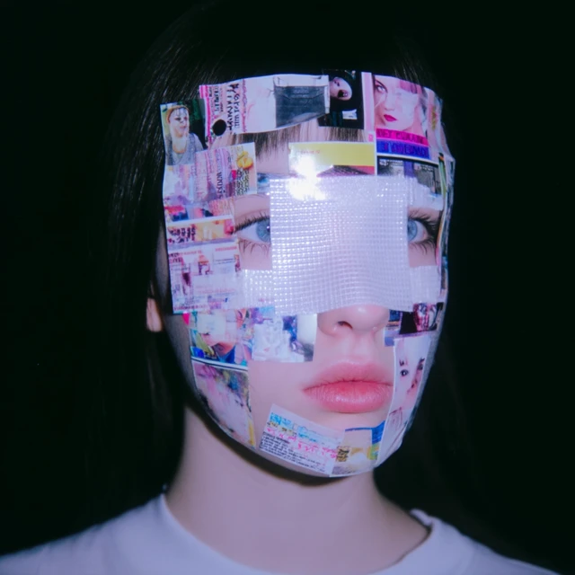 Y2K Tumblr Girl with Magazine Collage Bandage Face