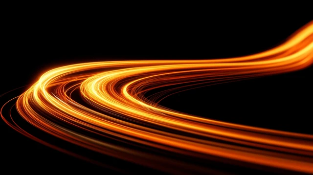 Glowing Orange Light Trails Abstract Art