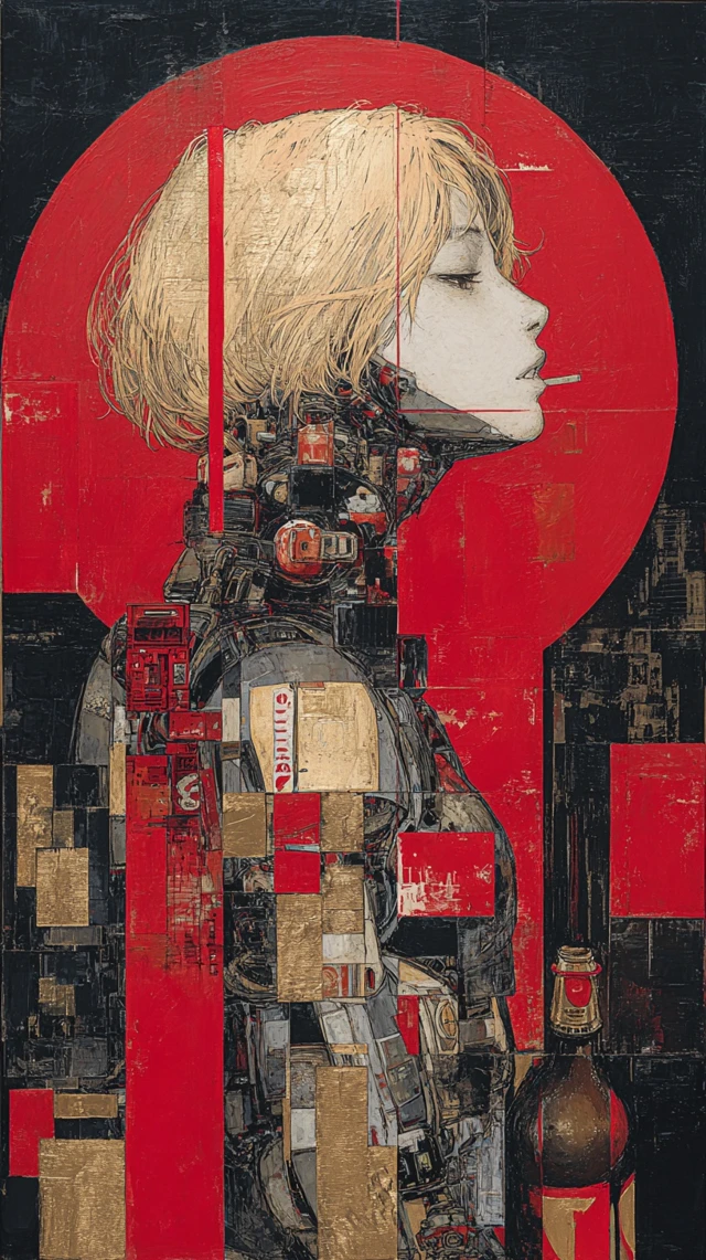 Cyberpunk Woman Mechanical Armor Art