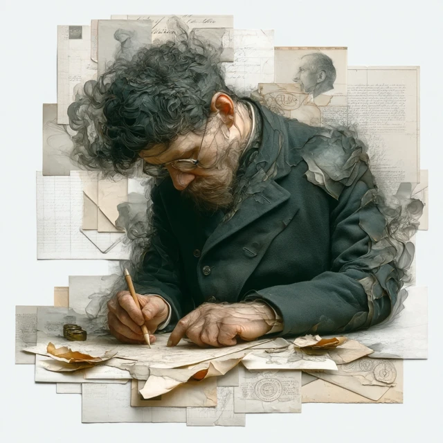 Shadowy Figure Writing Letter Egon Schiele Inspired Art