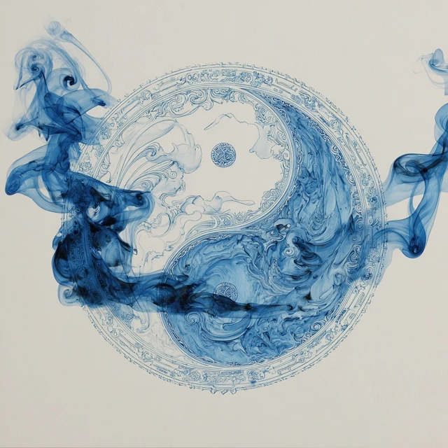 Tai Chi Yin Yang Vortex Ink Wash Art
