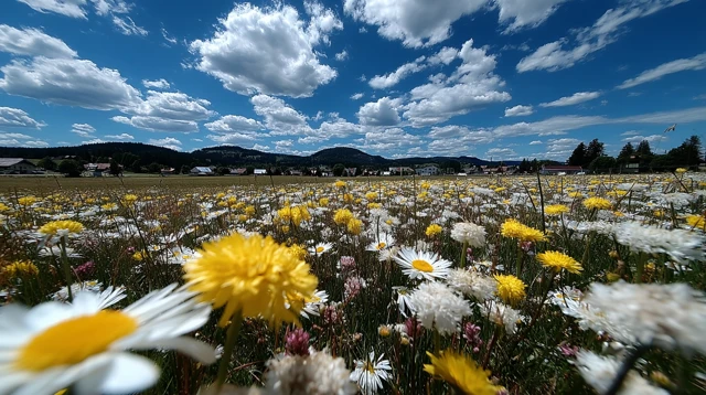 Field of Daisies Under a Blue Sky