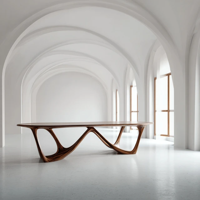 Minimalist Walnut Dining Table Zaha Hadid Design
