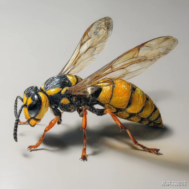 Detailed Wasp Illustration with Transparent Background