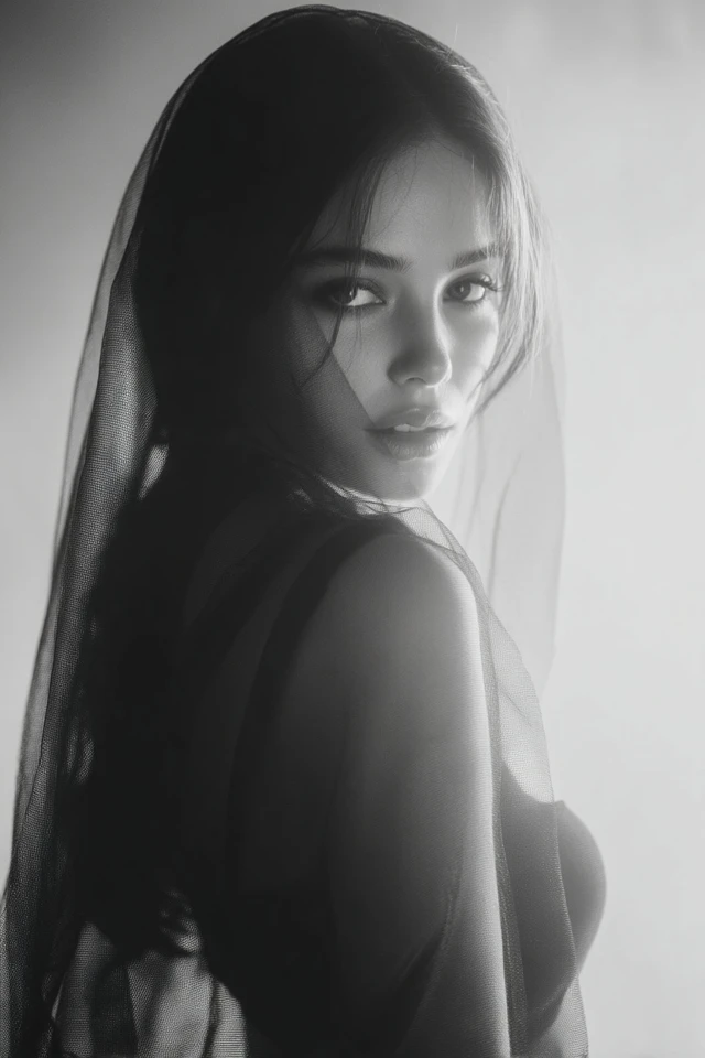 Mysterious Woman in Mist Cinematic Portrait